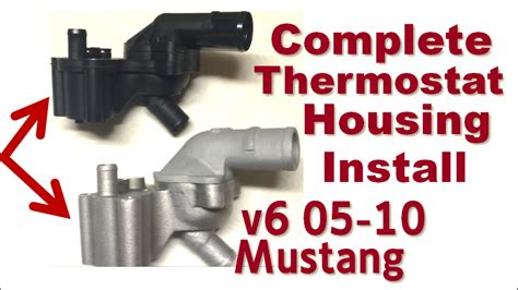 2005 ford mustang v6 metal thermostat housing|2005 mustang v6 thermostat repair.